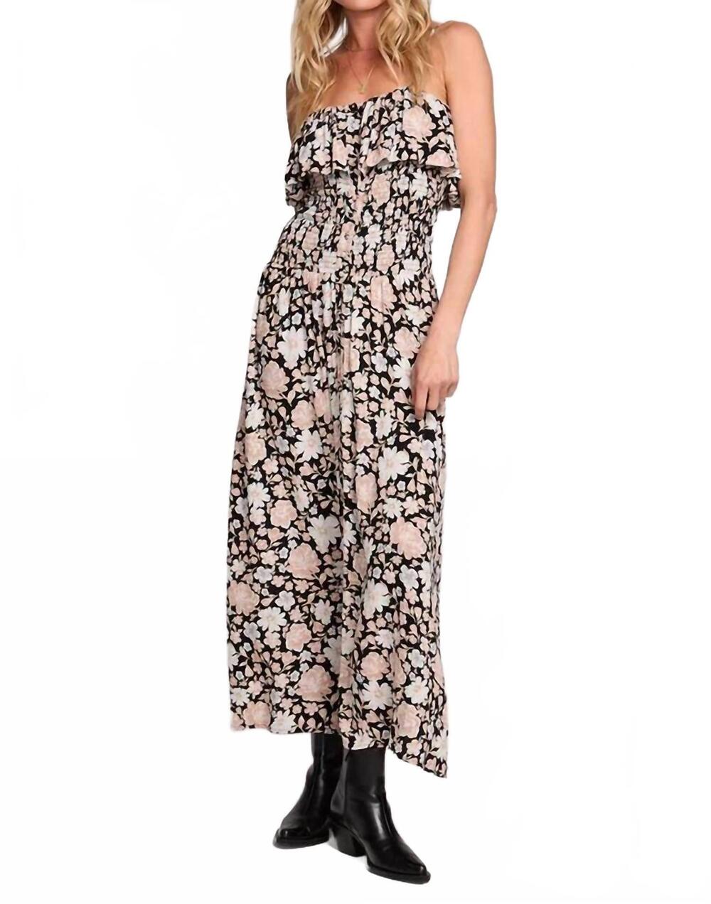NEW SALTWATER LUXE scotlynn midi dress in black floral
